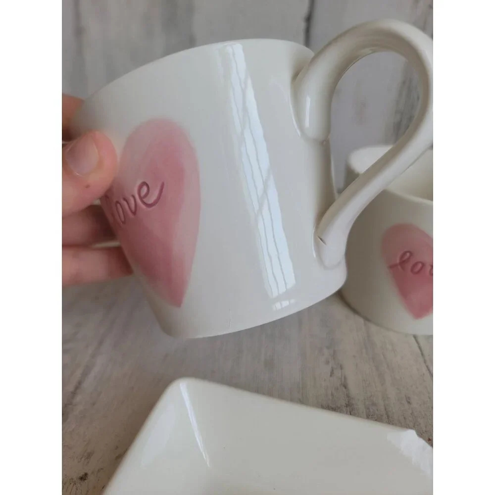 Pottery‎ Barn AS IS love heart tray Valentine mug set decor